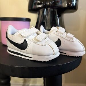 Kids White and Black Velcro Sneakers